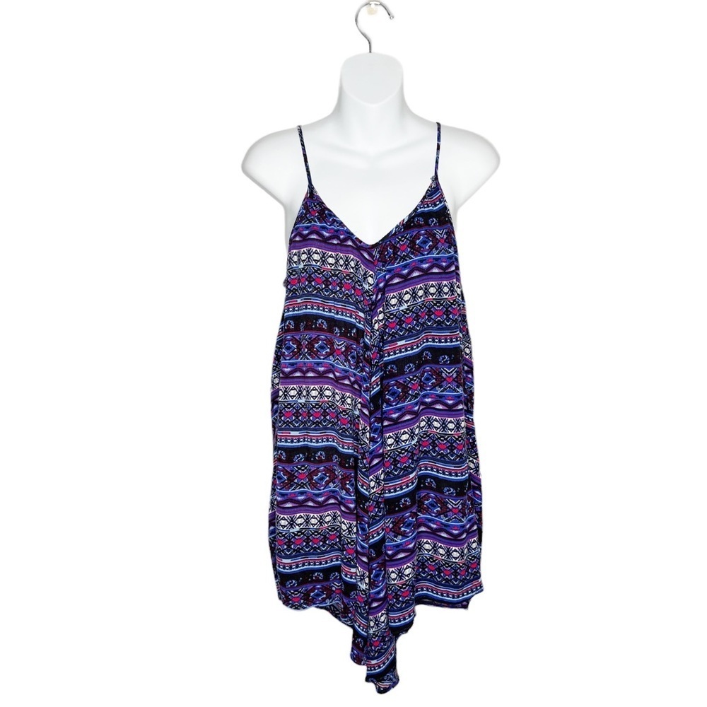 Rue21 Rayon Handkerchief Hem Spaghetti Strap Geometric Print Blouse
